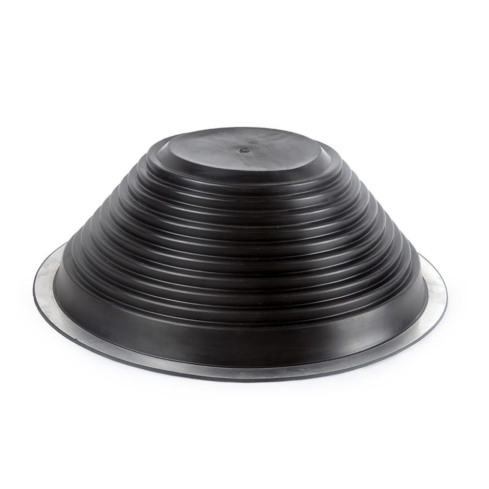 Harvia WHM24 black rubber rain flange (rain collar) for a steel sauna chimney on a flat roof