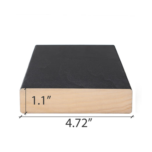 Aspen Midnight Black 2x5 bench board end view with width and thickness dimensions marked on the cross-section