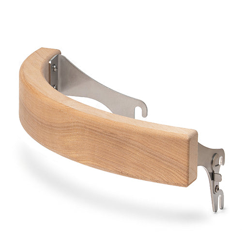 SaunaLife Titan SL1 heater guard: a curved alder rail with stainless-steel mounting clips