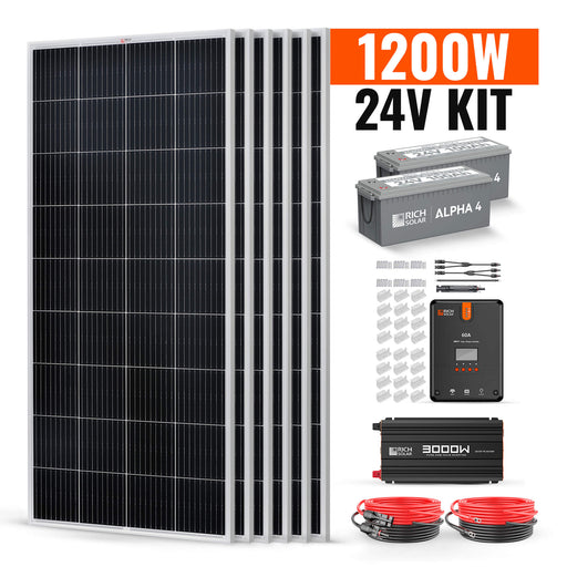 1200 Watt 24V Complete Solar Kit - Topture