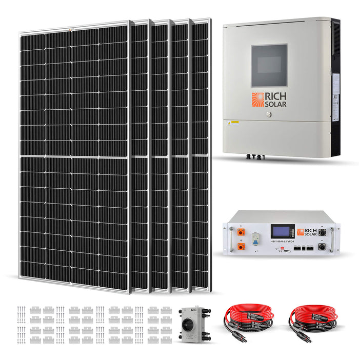 1250W 48VDC - 120VAC Solar Kit - Topture