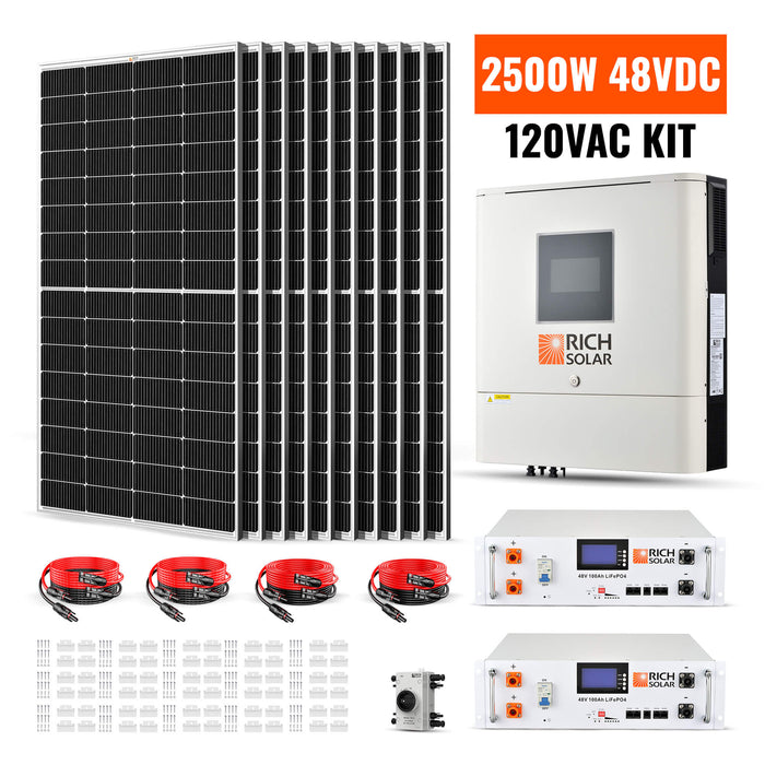 2500W 48VDC - 120VAC Solar Kit - Topture