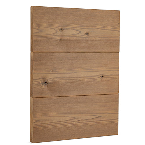 Three Thermo-Spruce 2x6 boards stacked horizontally like wall paneling, showing knots and grain