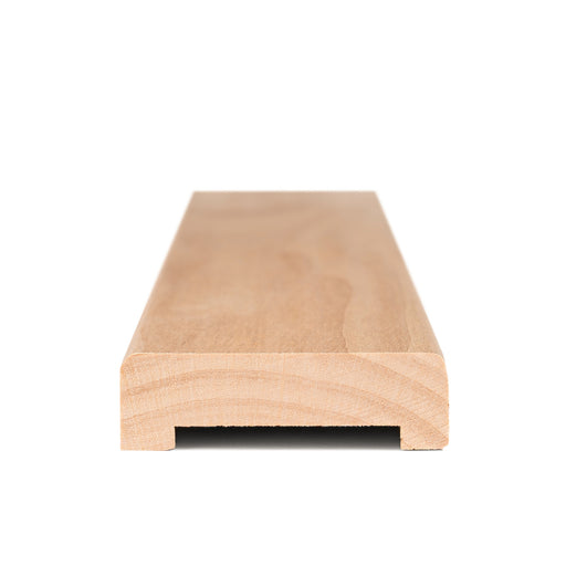 Alder 1x2 Door Trim piece end view showing the profile with a recessed channel along the underside
