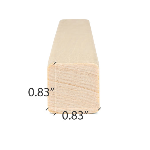 Aspen 1x1 Trim piece, end view of the square cross-section with both side dimensions marked by arrows and labels
