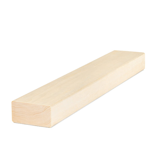 Aspen 2x3 bench board in an angled view showing the long face and pale end grain on a white background