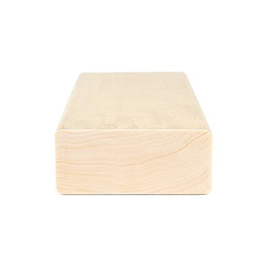 Aspen 2x3 bench board end view showing the growth ring pattern in the cross-section with slightly rounded edges