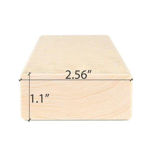 Aspen 2x3 bench board cross-section with width and thickness dimensions marked on the end