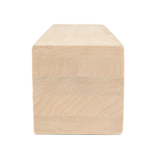 Aspen 3x3 bench board end view, cross-section showing growth ring patterns and glued layers