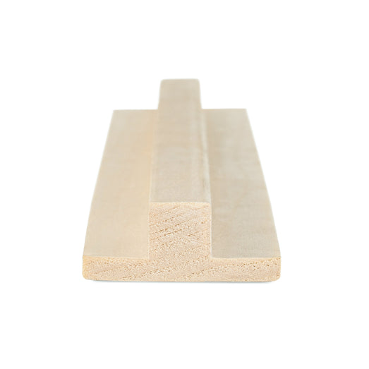 Aspen 1x2 T-Molding end view showing the T-shaped cross-section with the raised rib and flat base