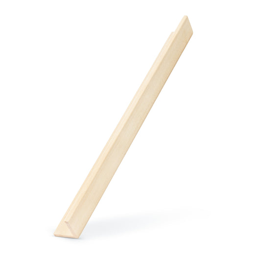 Aspen 2x2 Outside Corner Trim piece standing upright and leaning at a slant against a white background
