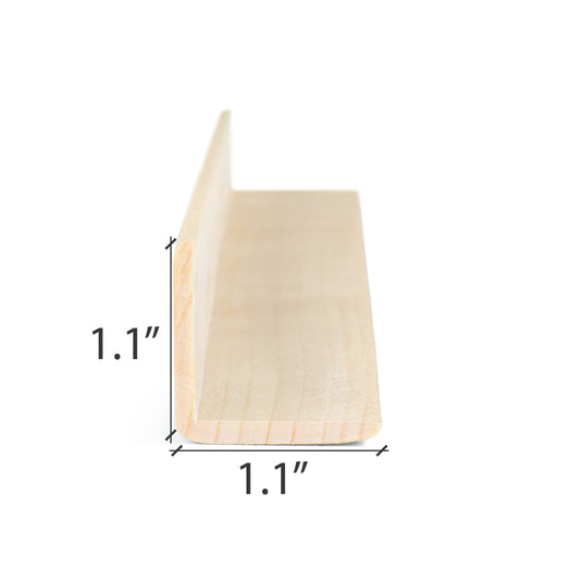 Aspen 2x2 Outside Corner Trim piece end view with both leg dimensions marked by arrows and labels