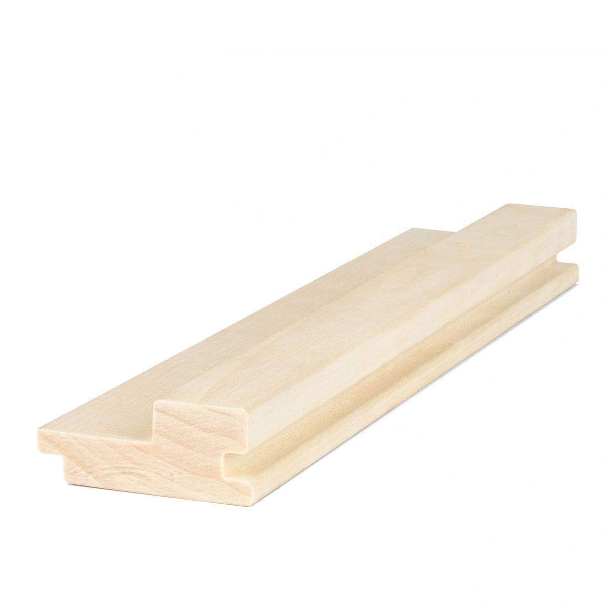 Aspen 2x3 tongue-and-groove paneling board, angled view showing the stepped profile and groove along the side
