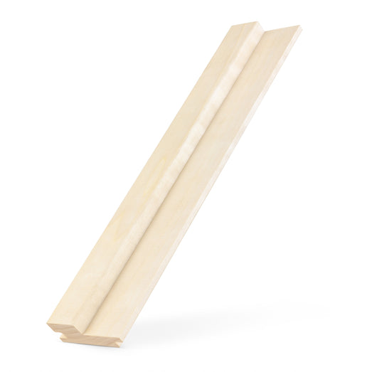 Aspen 2x3 tongue-and-groove paneling board standing at an angle, showing the long face and profile at the base