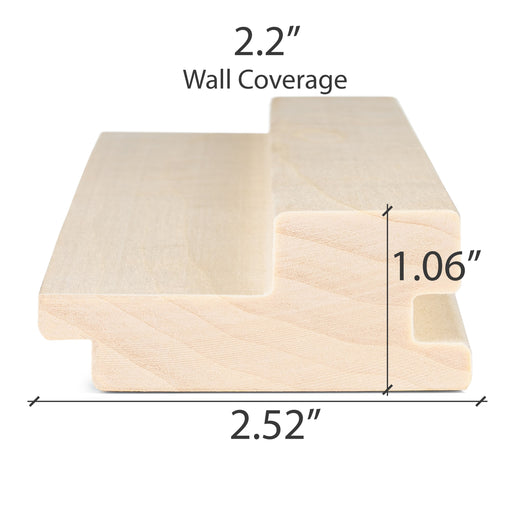 Aspen 2x3 tongue-and-groove paneling board end view with wall coverage, height and width dimensions marked