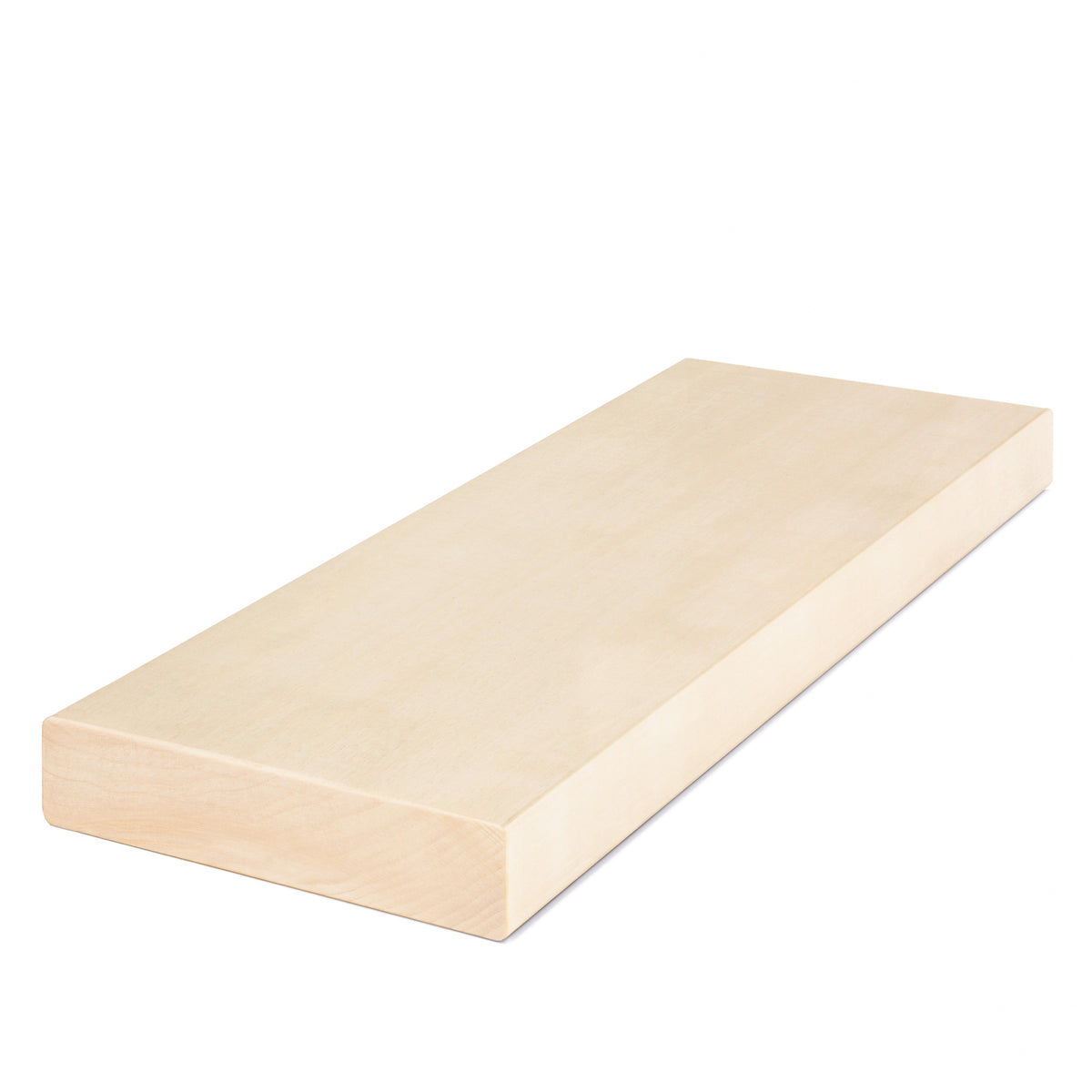 Aspen 2x6 bench board lying flat, angled view showing the pale smooth face and thick edge