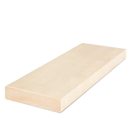 Aspen 2x6 bench board lying flat, angled view showing the pale smooth face and thick edge