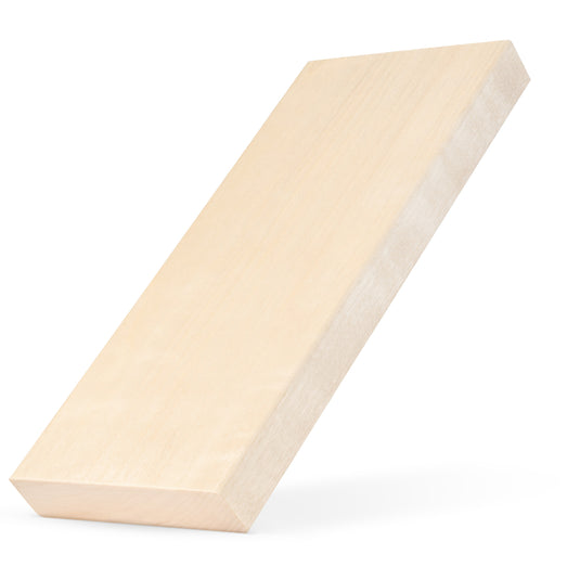 Aspen 2x6 bench board propped at a tilt, showing the smooth face and long edge against a white background