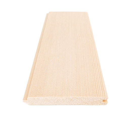 Hemlock 1/2x4 tongue-and-groove paneling board cross-section at the end, showing the tongue and groove profile and face grain