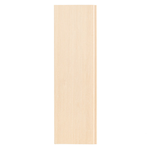 Hemlock 1/2x4 tongue-and-groove paneling board face, showing fine straight grain and a grooved edge along the right side