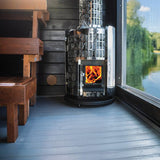 Harvia WL120 round protective bedding beneath a sauna stove