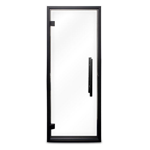 ProSaunas 24″ × 73″ Frameless Glass Sauna Door — Black Alder frame, clear glass
