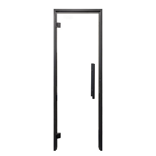 ProSaunas 24″ × 81″ Frameless Glass Sauna Door — Black Alder frame, clear glass