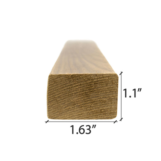 Thermo-Aspen 2x2 Trim piece end view with the width and height dimensions marked beside the cut end