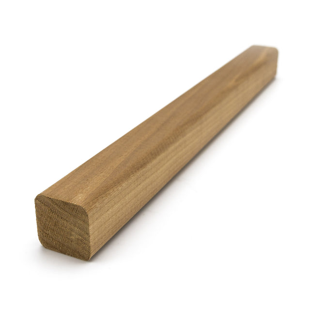 Thermo-Aspen 2x2 Trim piece shown at an angle, with a square end and rounded edges on a white background