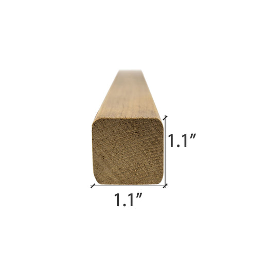 Thermo-Aspen 2x2 Trim piece in end view with its dimensions marked on both sides of the square profile