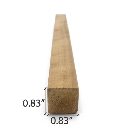 Thermo-Aspen 1x1 Trim piece in end view with the width and height of the square end marked as dimensions