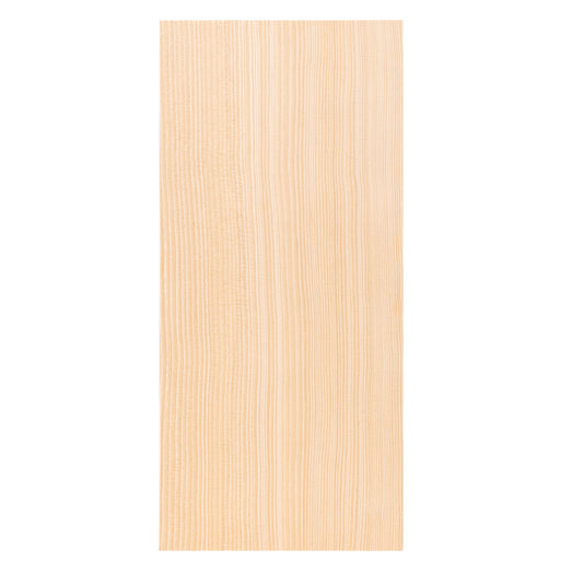 Hemlock 1x6 bench board face grain, straight and wavy vertical lines on a light surface