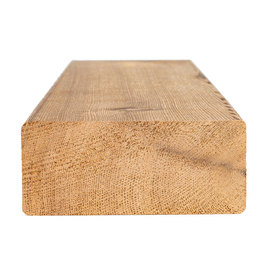 Western Red Cedar 2x4 bench board cross-section close-up showing the end grain and growth rings