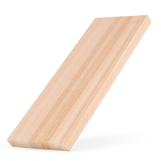 Western Red Cedar 1x6 bench board tilted on its long edge, showing the face grain and the thickness of the board