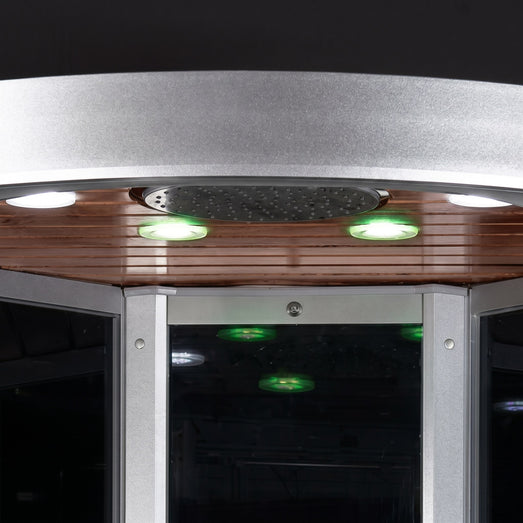 Ariel Platinum DZ963F8 steam shower ceiling with green LED chromotherapy lights