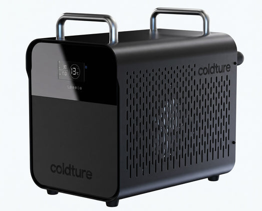 Coldture chiller with carry handles and digital display, paired with the Baltic plunge tub
