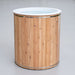 Baltic cold plunge tub front view showing cedar staves and white acrylic liner