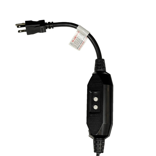 GFCI power cord with safety warning label included for the Baltic plunge tub chiller