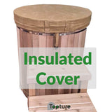Baltic plunge tub fitted with insulated cover, labeled Insulated Cover callout