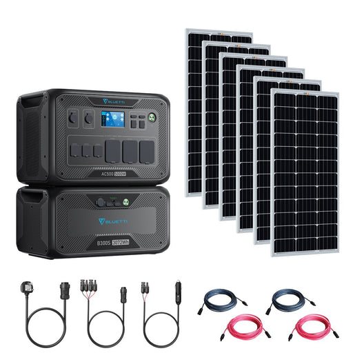 Bluetti AC500 5000W/3,072Wh Solar Generator Kit | 1 x B300S 3072Wh Battery | 6 x 200W 12V Rigid Mono Solar Panels | Complete Solar Kit - Topture