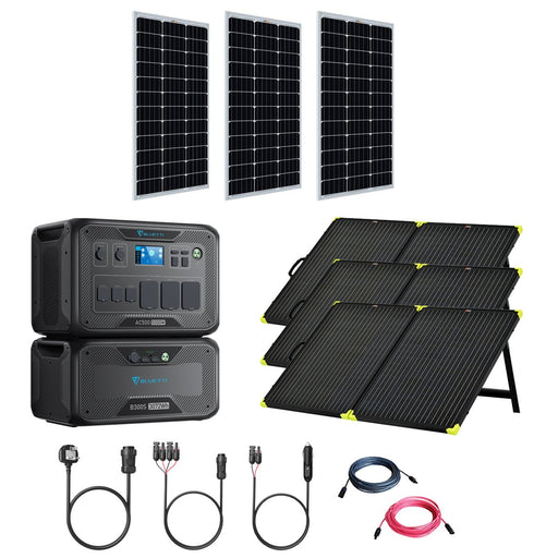 Bluetti AC500 + B300S 5000W/3072Wh Solar Generator Kit | 3 x 200W 12V Mono Solar Panels | Complete Solar Kit - Topture