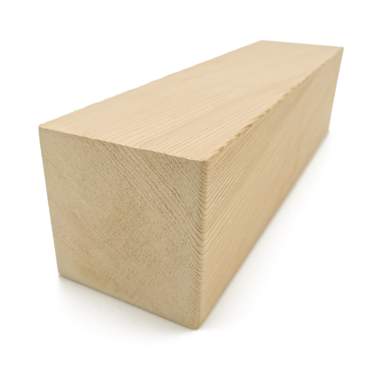 Western Red Cedar 4x4 bench block, angled view showing the square end grain and long side face
