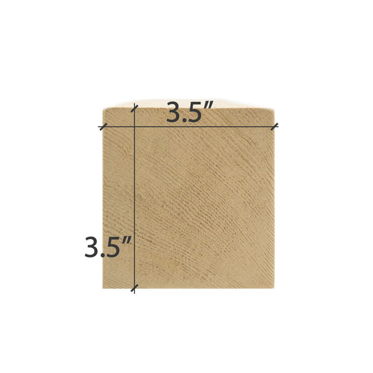 Western Red Cedar 4x4 bench block, end view with width and height dimensions marked on the square cross-section