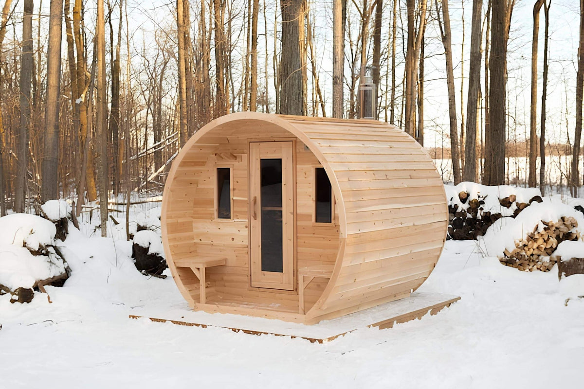 Dundalk Leisurecraft CT Elation Barrel Sauna Canadian Timber 4 Person | CTC2424W - Topture