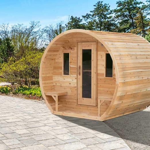 Dundalk Leisurecraft CT Elation Barrel Sauna Canadian Timber 4 Person | CTC2424W - Topture