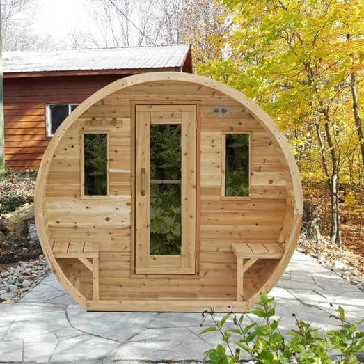 Dundalk Leisurecraft CT Elation Barrel Sauna Canadian Timber 4 Person | CTC2424W - Topture