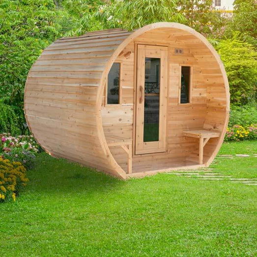 Dundalk Leisurecraft CT Elation Barrel Sauna Canadian Timber 4 Person | CTC2424W - Topture
