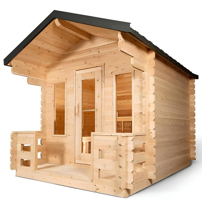 Dundalk Leisurecraft Georgian Cabin Sauna With Porch Canadian Timber 6 Person | CTC88PW - Topture