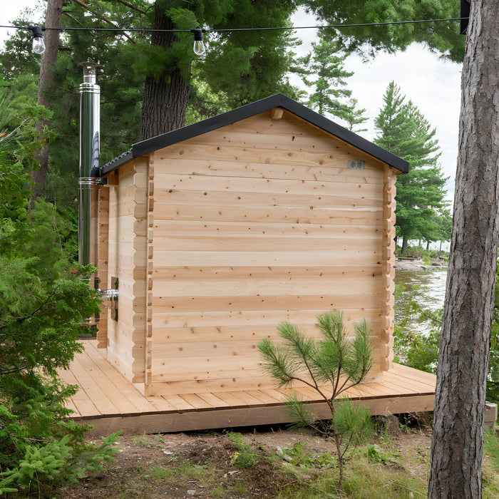 Dundalk Leisurecraft Georgian Cabin Sauna With Porch Canadian Timber 6 Person | CTC88PW - Topture