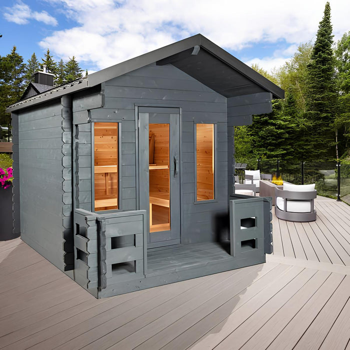 Dundalk Leisurecraft Georgian Cabin Sauna With Porch Canadian Timber 6 Person | CTC88PW - Topture